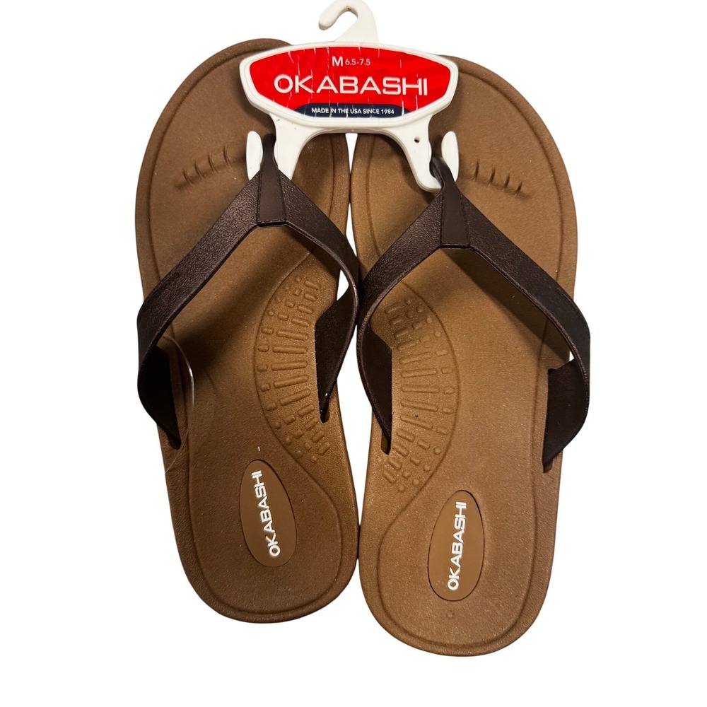 Okabashi Breeze Flip Flops Toffee Copper Womens Size M 6.5-7.5 Made n USA